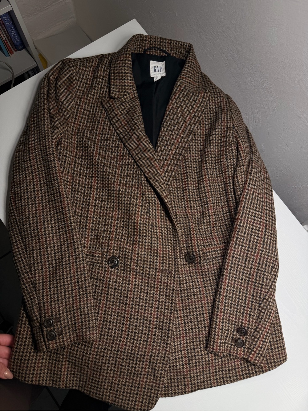 GAP Women's Brown Houndstooth Tailored Blazer